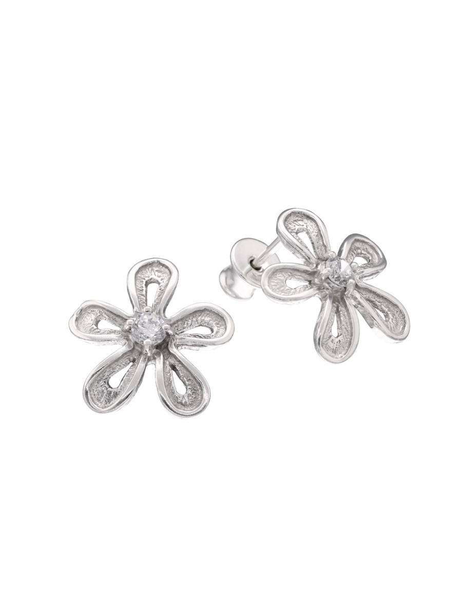 Srebrne kolczyki kwiaty z cyrkonią – delikatny blask...