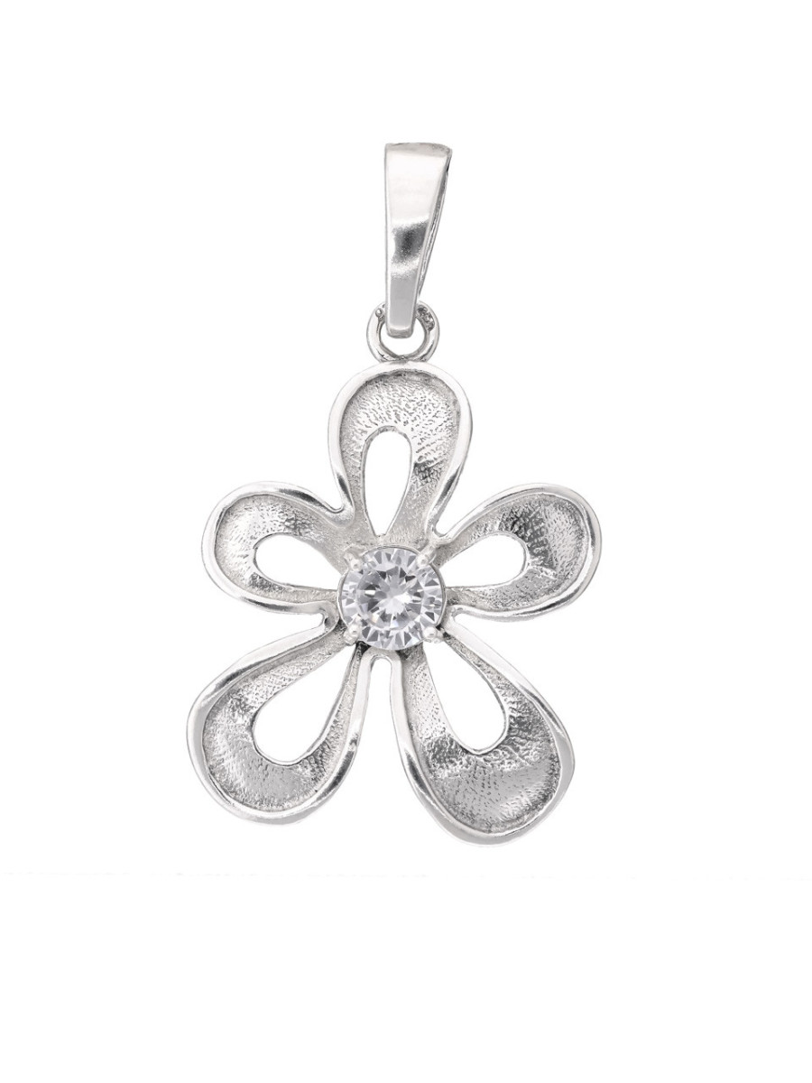 Wisiorek srebrny w kształcie kwiatu z cyrkonią – lekkość...