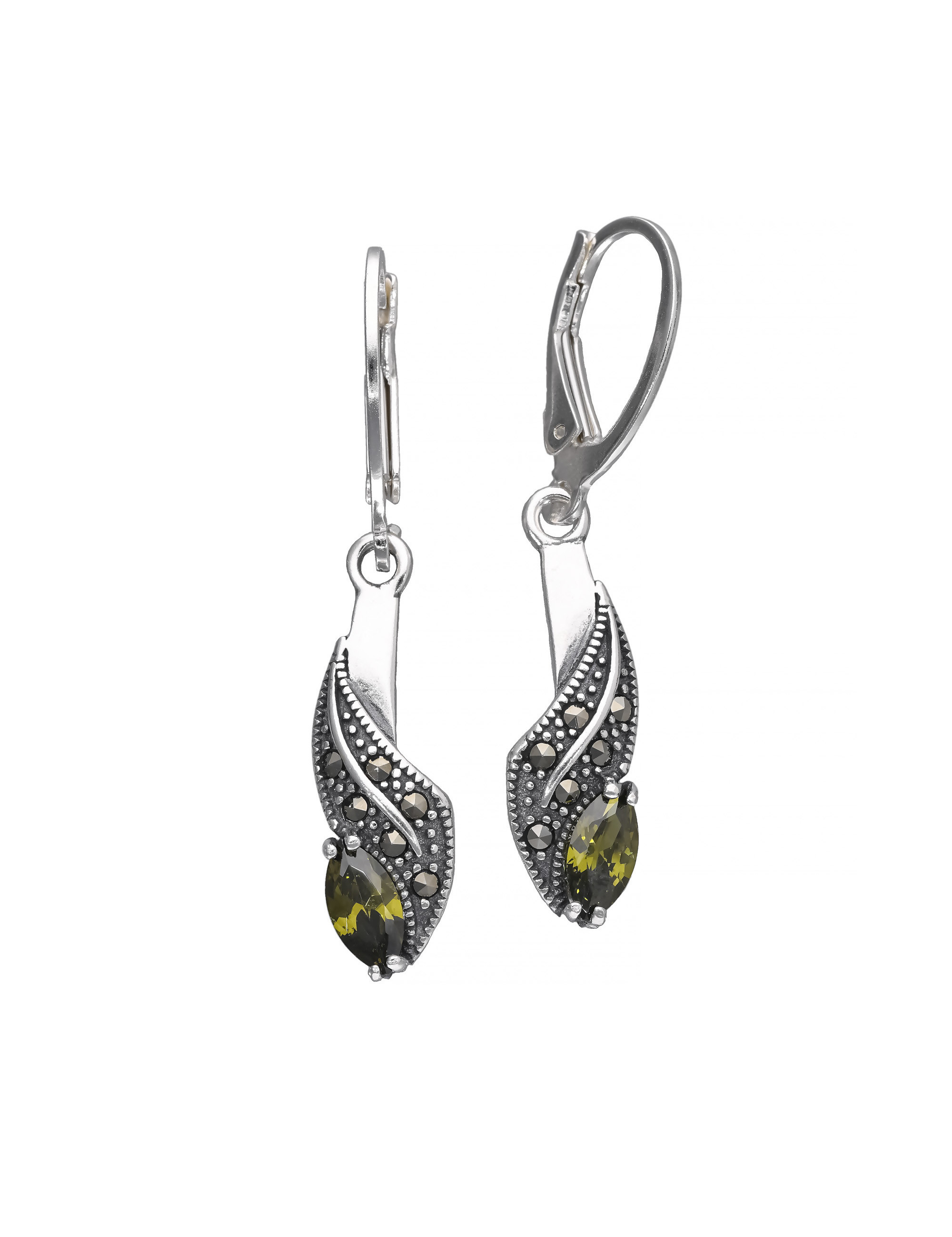 Srebrne kolczyki inspirowane oliwinem | Próba 925 | JubilerDukat