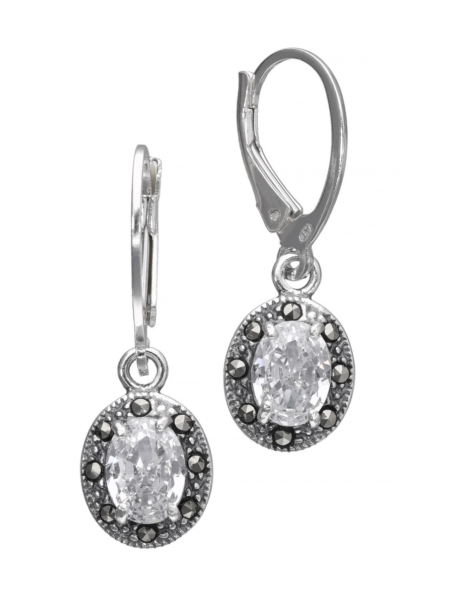 Kolczyki srebrne wiszące z cyrkonią | Biżuteria premium...