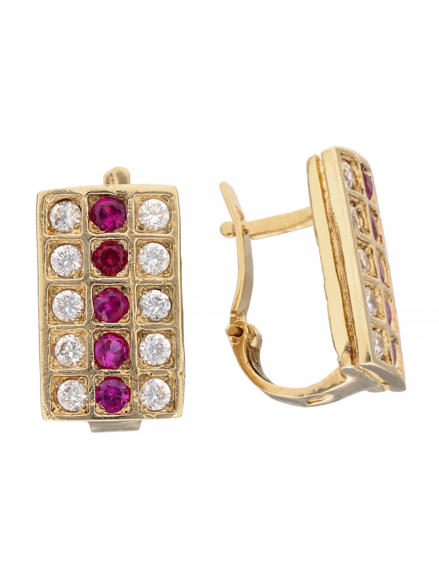 Eleganckie złote kolczyki z cyrkoniami | JubilerDukat