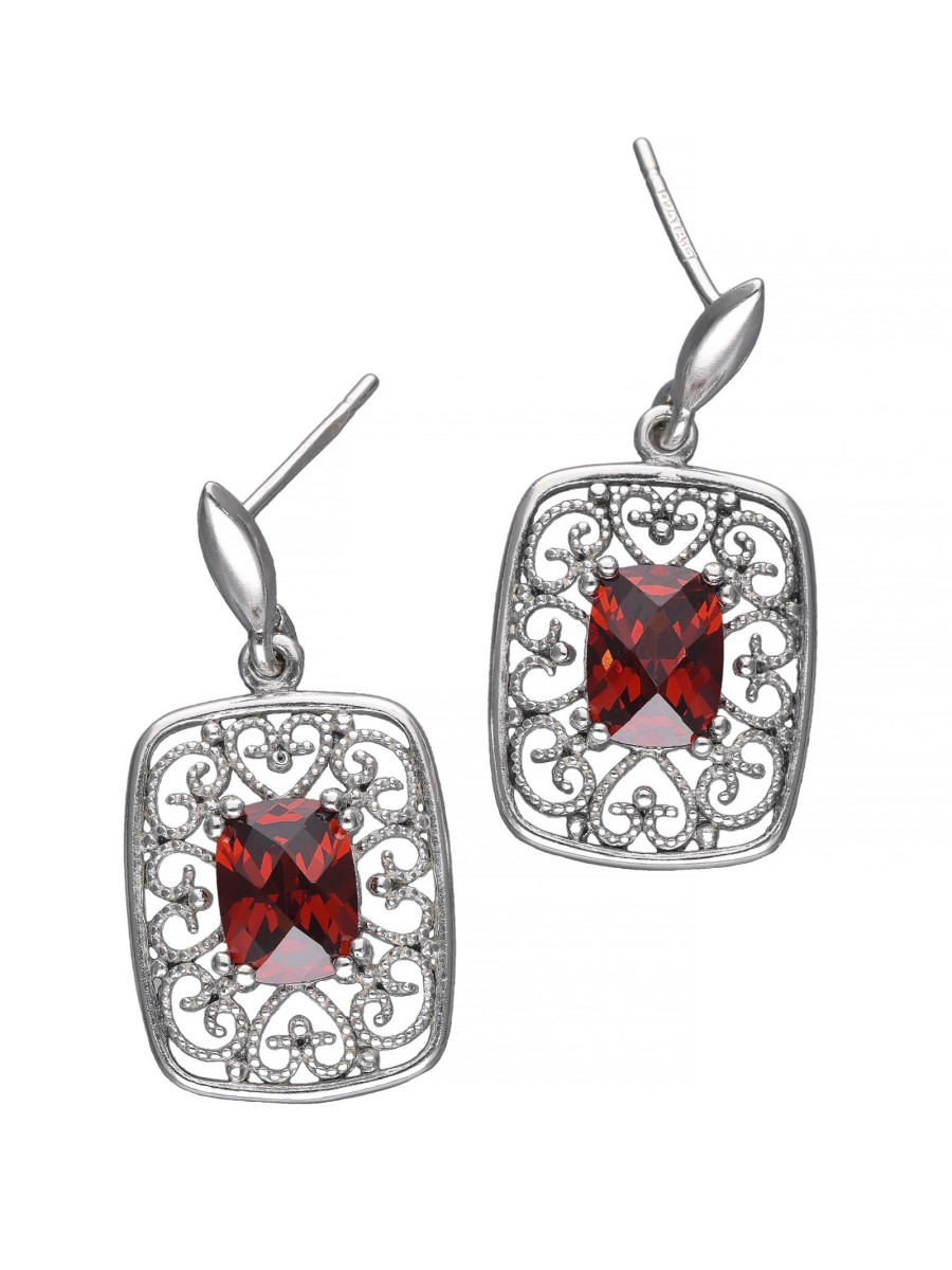 Srebrne kolczyki z czerwoną cyrkonią – elegancja |...