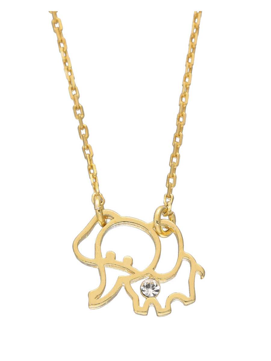 Pozłacany naszyjnik słonik z cyrkonią | JubilerDukat