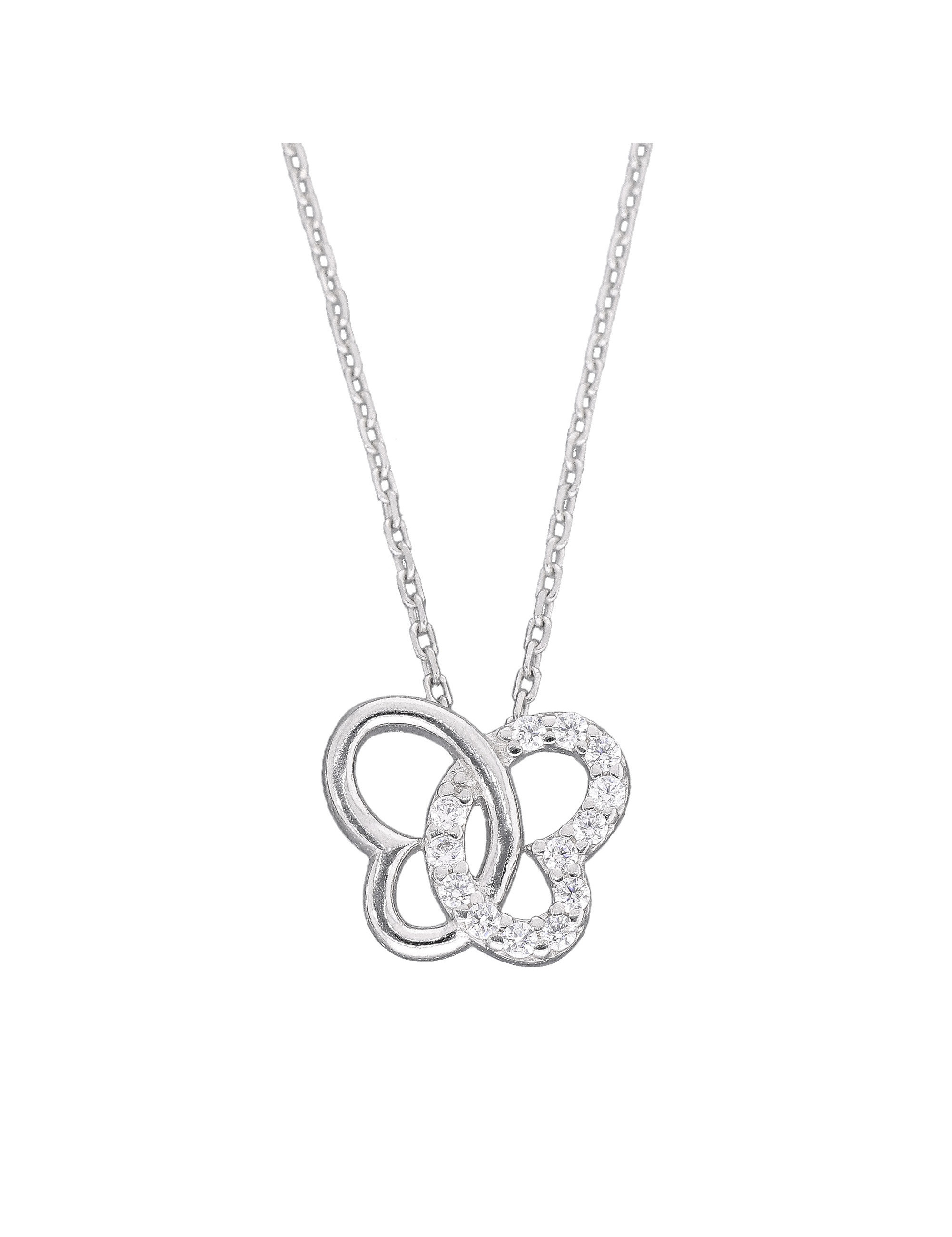 Naszyjnik srebrny motyl z cyrkoniami | Celebrytka