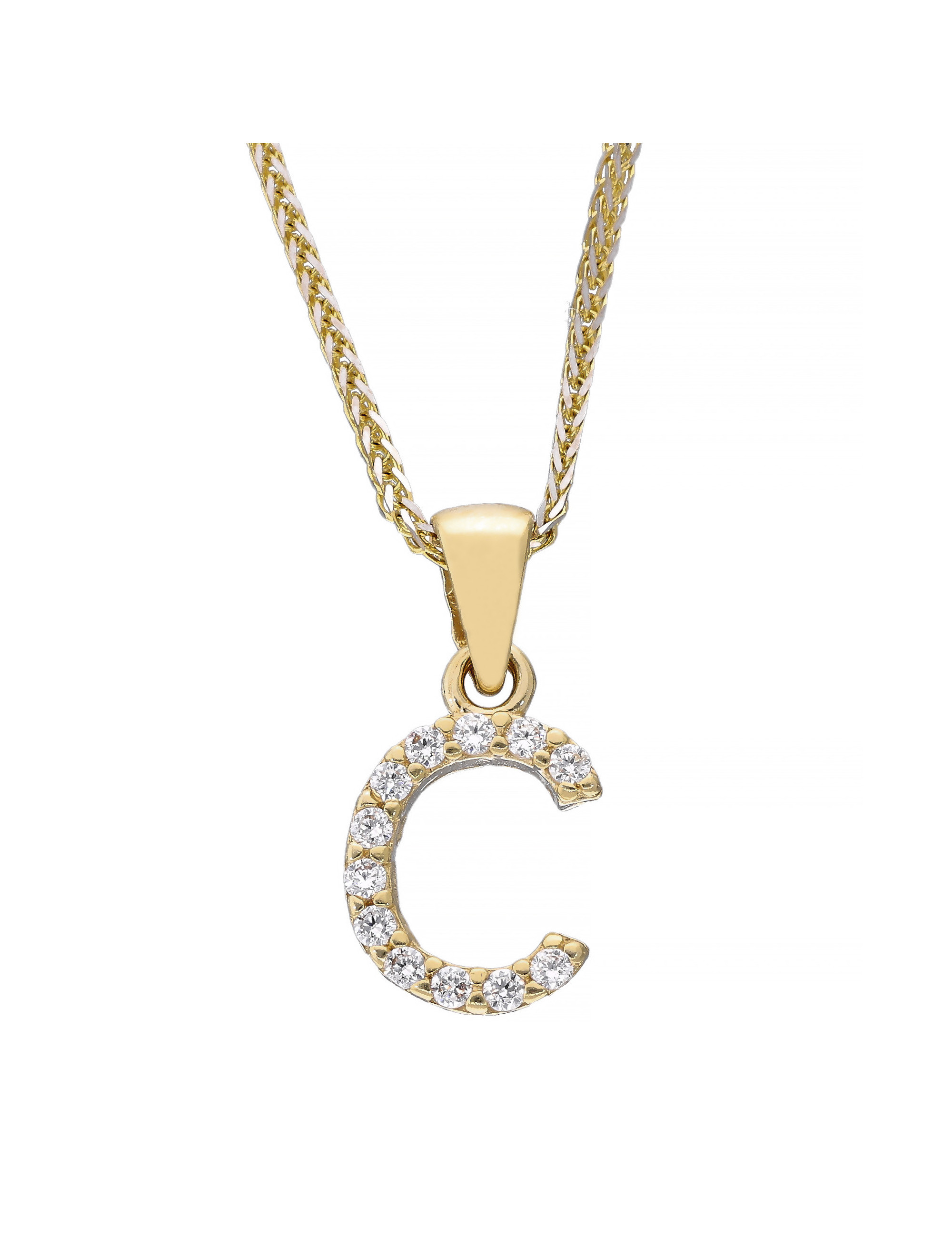 Złota zawieszka litera C z cyrkoniami – personalny akcent | JubilerDukat