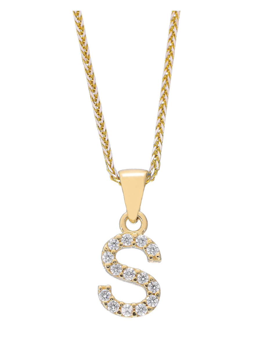 Złota zawieszka litera S z cyrkoniami – personalny akcent...