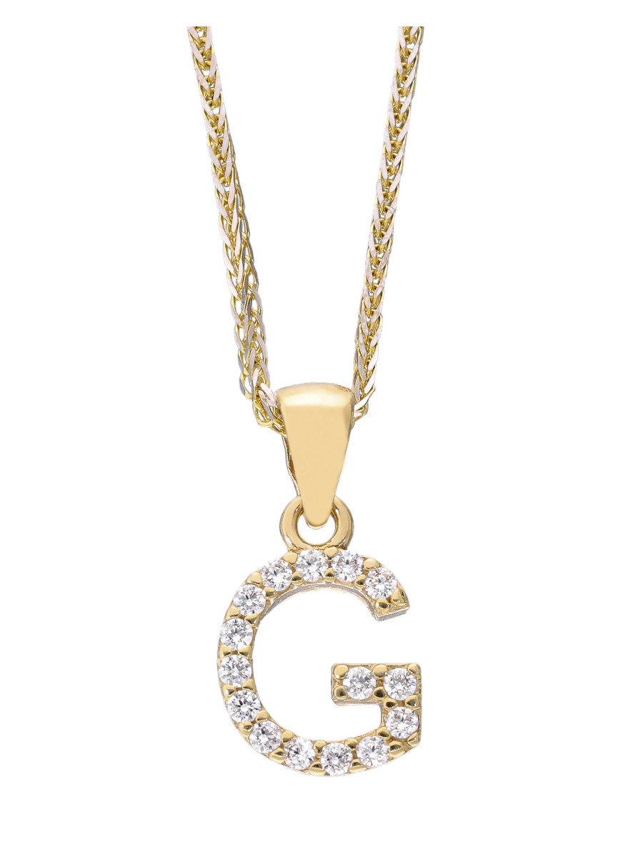 Złota zawieszka litera G z cyrkoniami – personalny akcent...