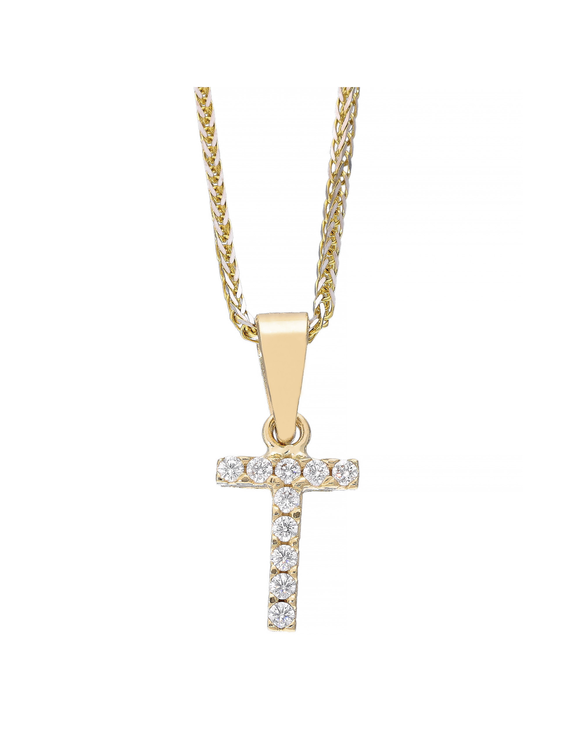 Złota zawieszka litera T z cyrkoniami – personalny akcent | JubilerDukat