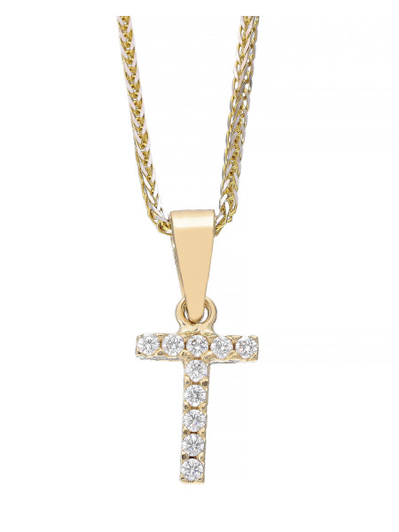 Złota zawieszka litera T z cyrkoniami – personalny akcent | JubilerDukat