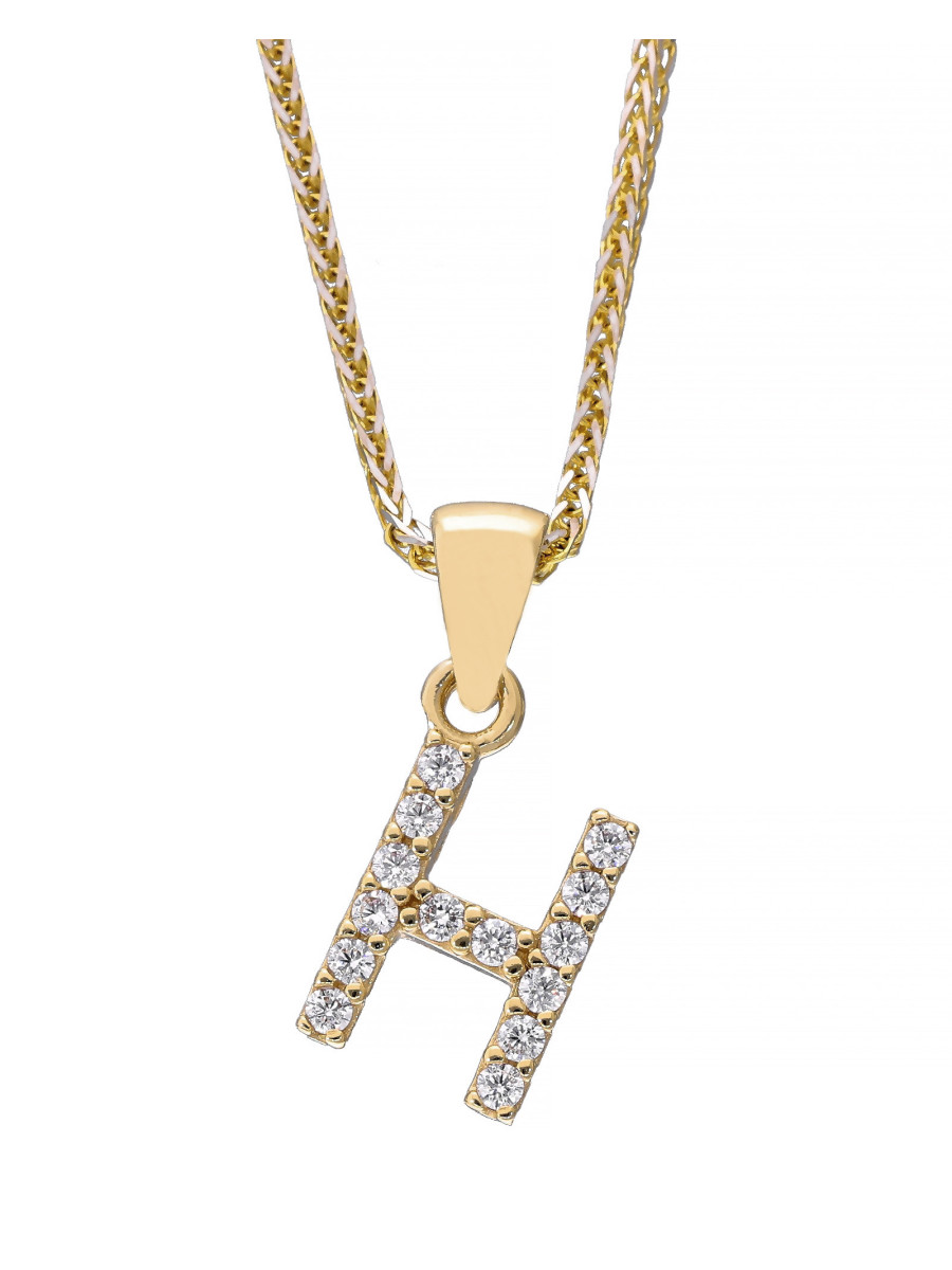 Złota zawieszka litera H z cyrkoniami – personalny akcent...