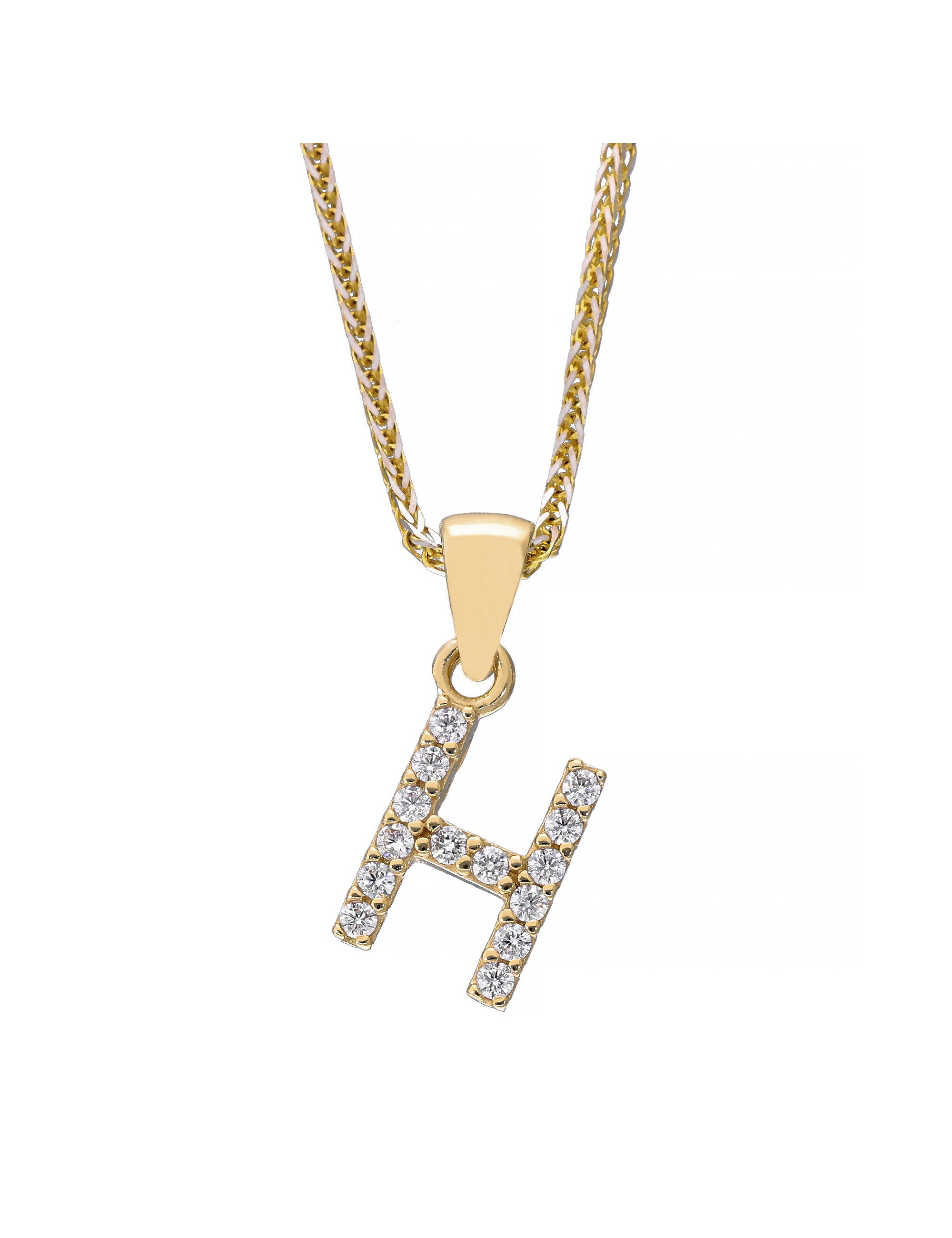 Złota zawieszka litera H z cyrkoniami – personalny akcent | JubilerDukat