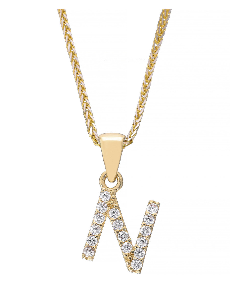 Złota zawieszka litera N z cyrkoniami – personalny akcent...