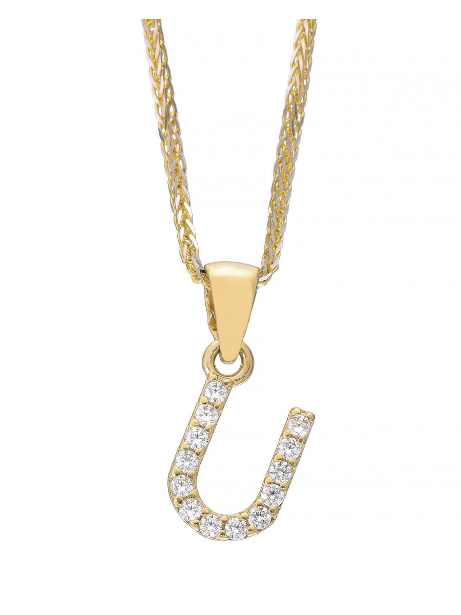 Złota zawieszka litera U z cyrkoniami – personalny akcent...