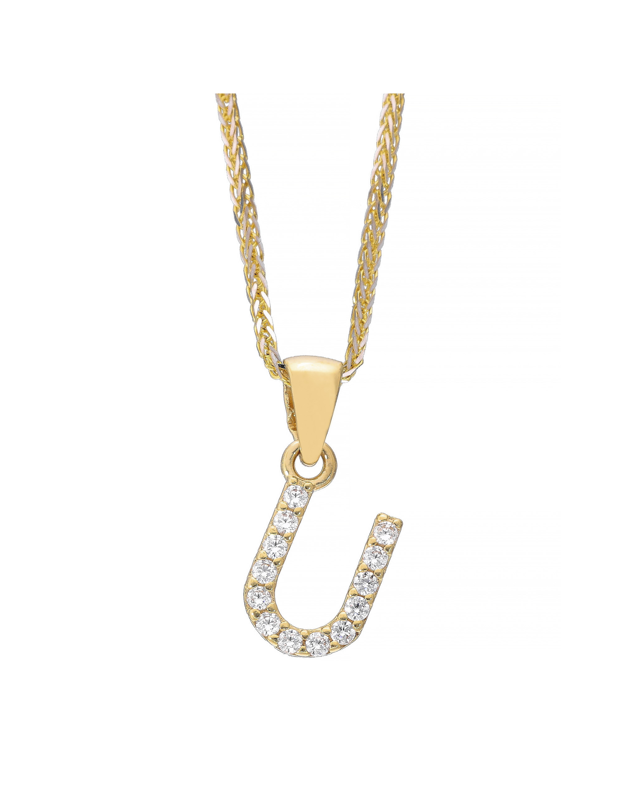 Złota zawieszka litera U z cyrkoniami – personalny akcent | JubilerDukat