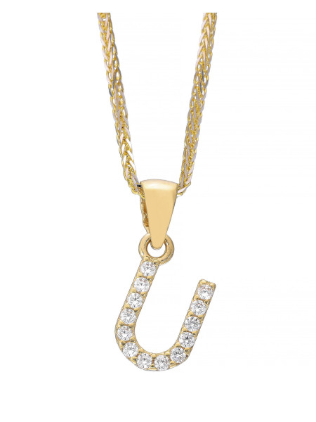 Złota zawieszka litera U z cyrkoniami – personalny akcent | JubilerDukat