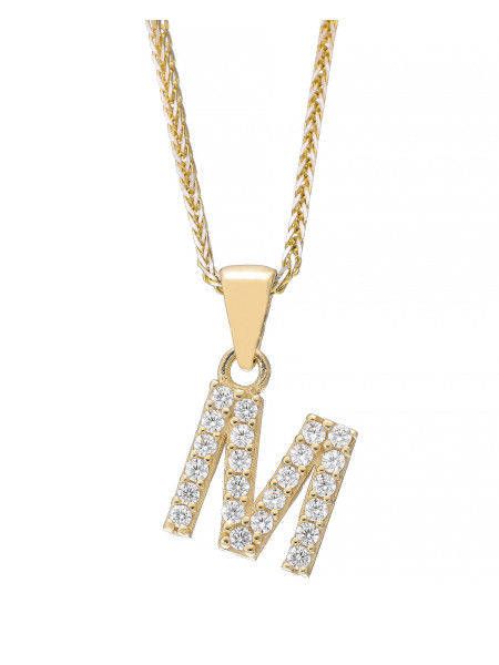 Złota zawieszka litera M z cyrkoniami – personalny akcent | JubilerDukat