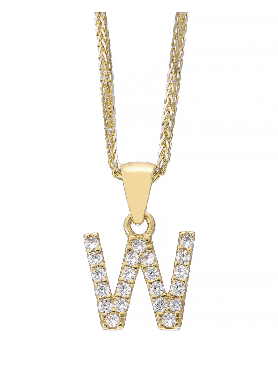 Złota zawieszka litera W z cyrkoniami – personalny akcent...