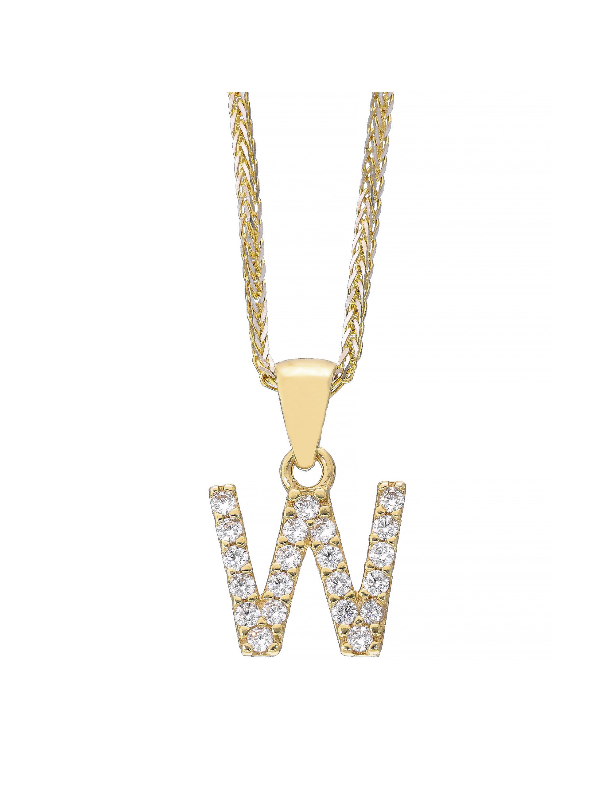 Złota zawieszka litera W z cyrkoniami – personalny akcent | JubilerDukat