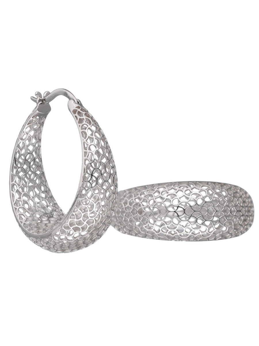 Kolczyki srebrne koła 3D – lekka ażurowa siatka |...