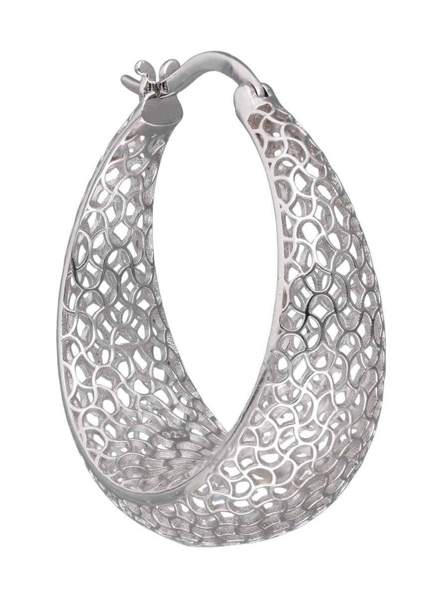 Kolczyki srebrne koła 3D – lekka ażurowa siatka | JubilerDukat