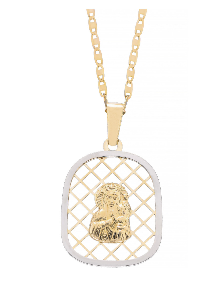 Złoty medalik z Matką Bożą i Dzieciątkiem | JubilerDukat