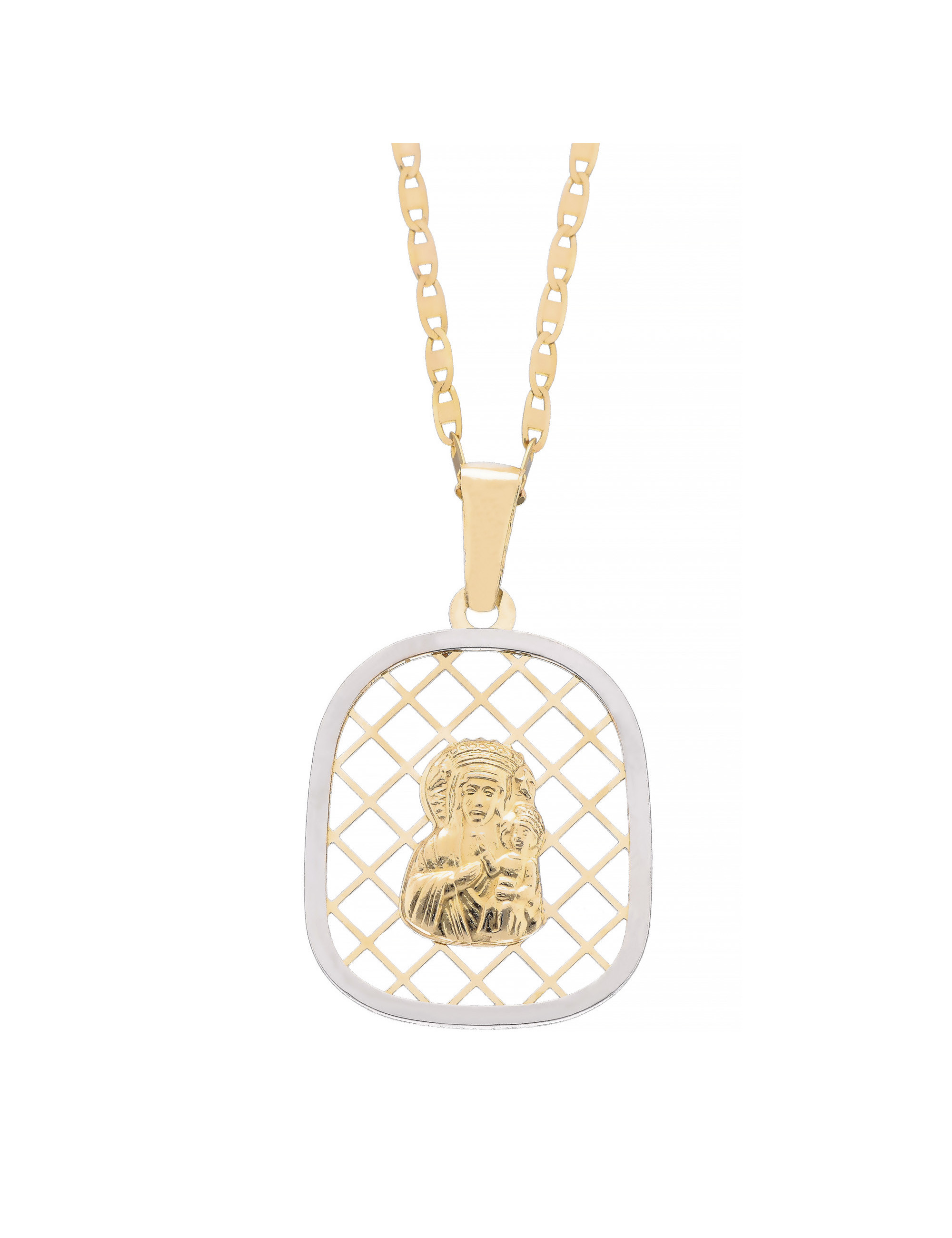 Złoty medalik z Matką Bożą i Dzieciątkiem | JubilerDukat