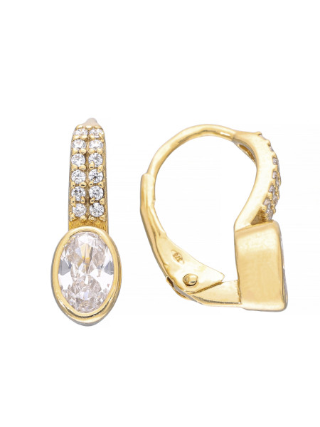 Złote kolczyki 9k z owalną cyrkonią – eleganckie | JubilerDukat
