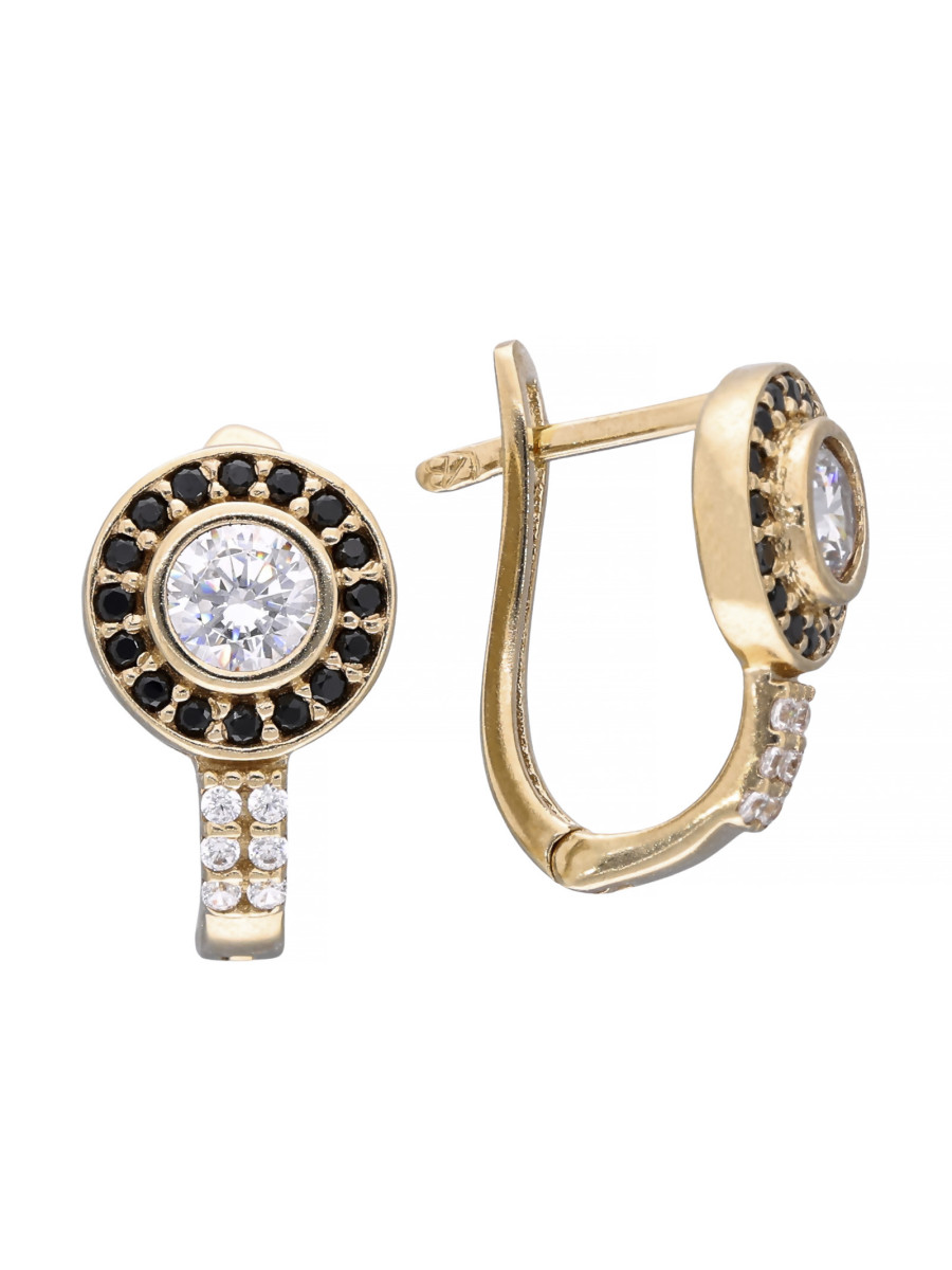 Złote kolczyki 9k z czarnymi cyrkoniami – elegancja i...