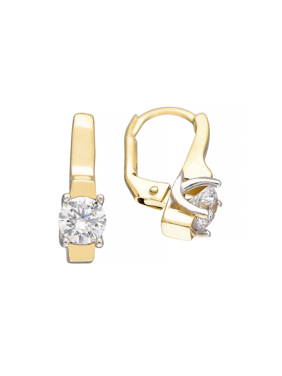 Złote kolczyki z cyrkonią na zapięciu angielskim |...