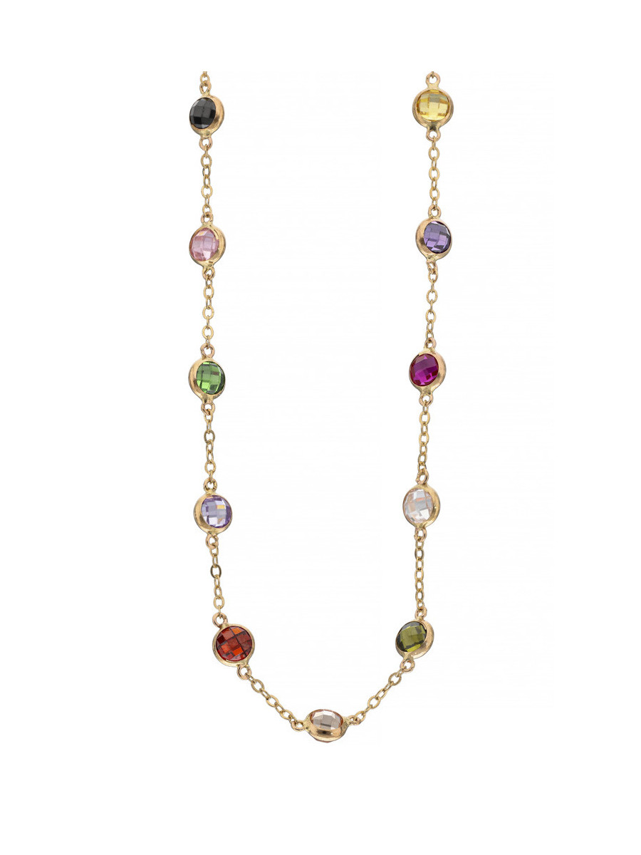 Złoty naszyjnik z kamieniami naturalnymi – lekki i...