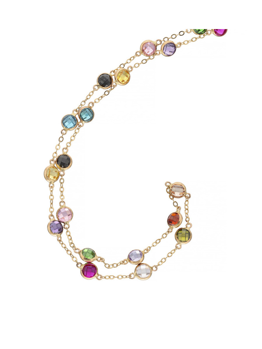 Złota bransoletka z kolorowymi kamieniami | JubilerDukat