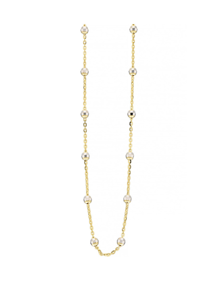 Złoty łańcuszek z kulkami z białego złota – subtelny...