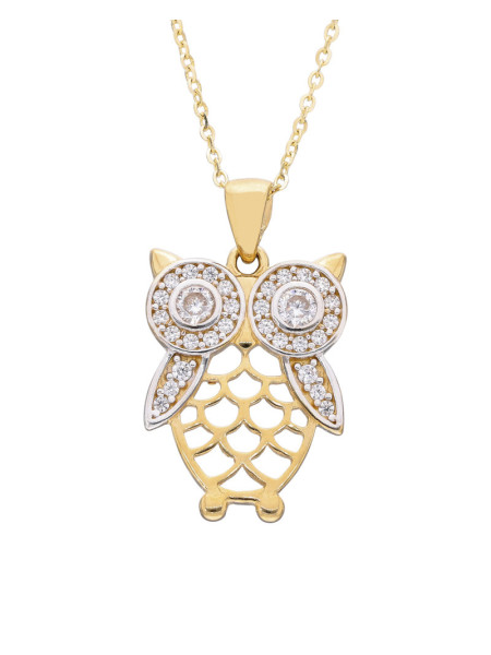 Złota zawieszka sowa z cyrkoniami – błysk i lekkość | JubilerDukat