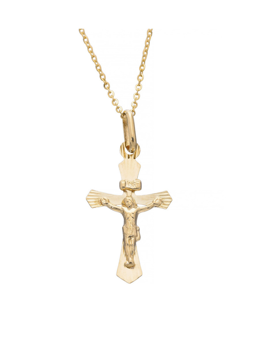 Złoty krzyżyk z postacią Chrystusa – klasyczna zawieszka...