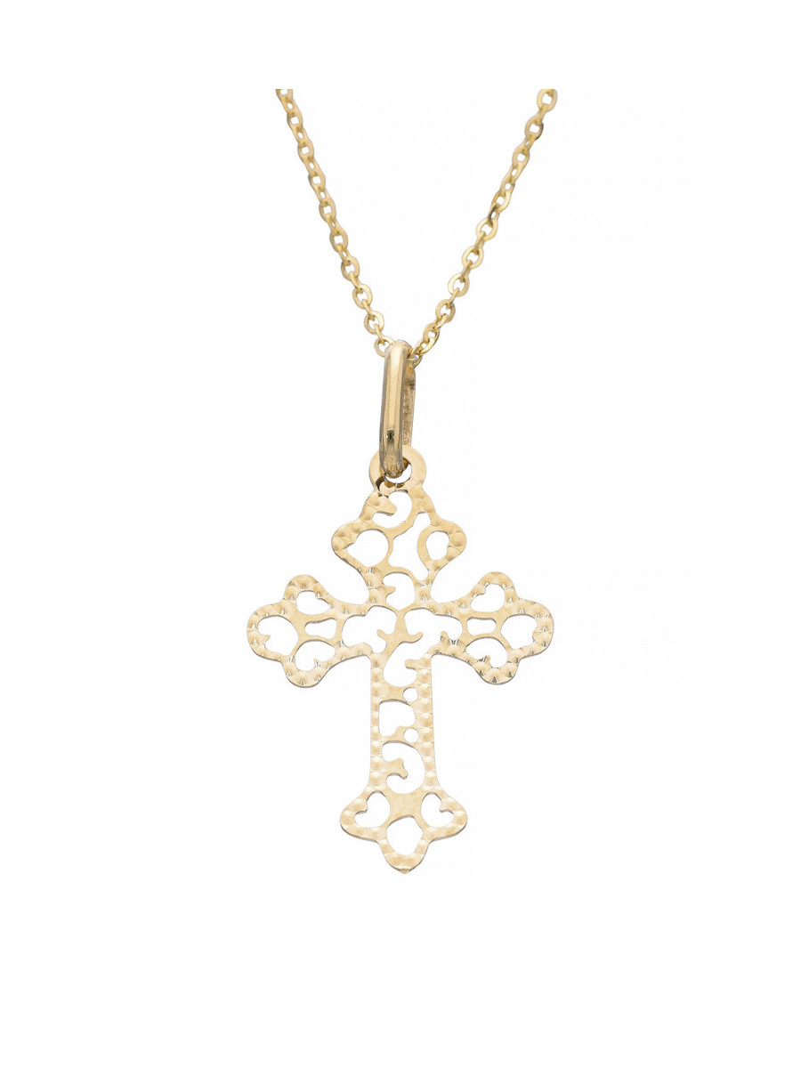 Złoty krzyżyk z ażurowym motywem – klasyka w lekkiej...