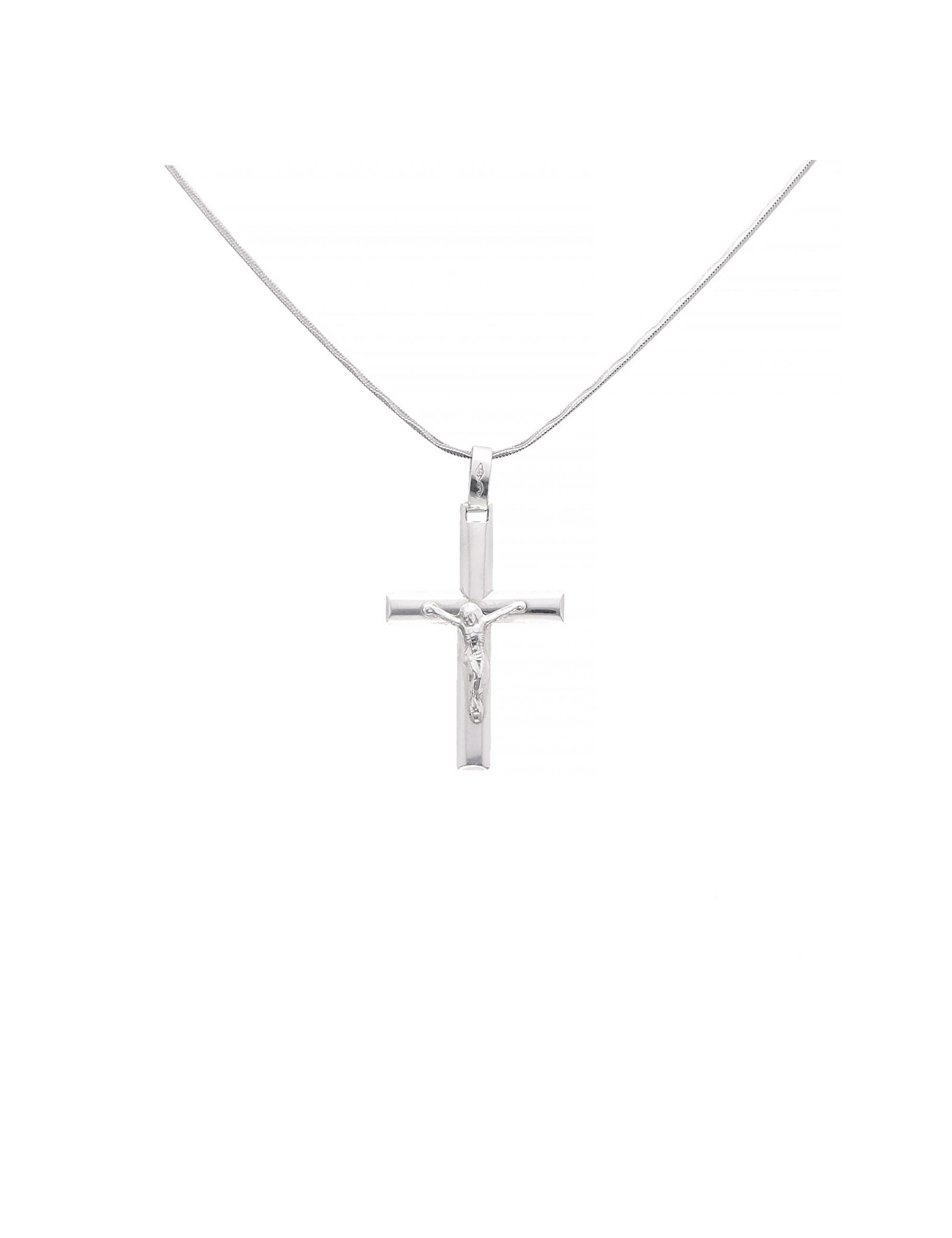 Krzyżyk biało-złoty z wizerunkiem Jezusa – klasyka | JubilerDukat