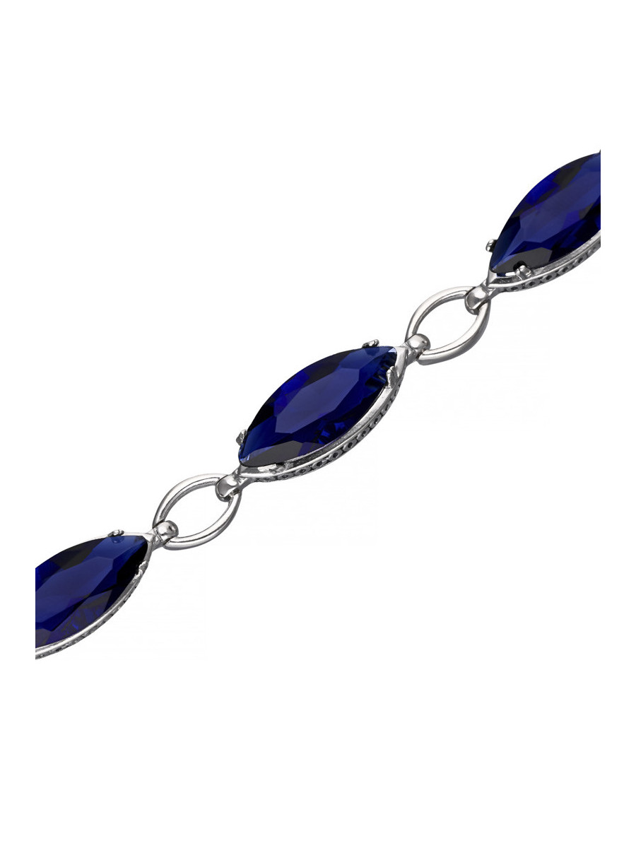 Meta tytuł: Srebrna bransoletka z niebieskimi kamieniami - wyrazista | JubilerDukat