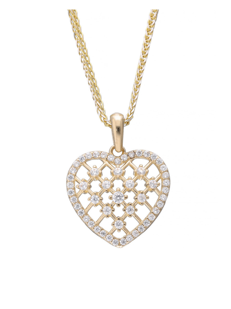 Złoty wisiorek serce z cyrkoniami – subtelny blask |...