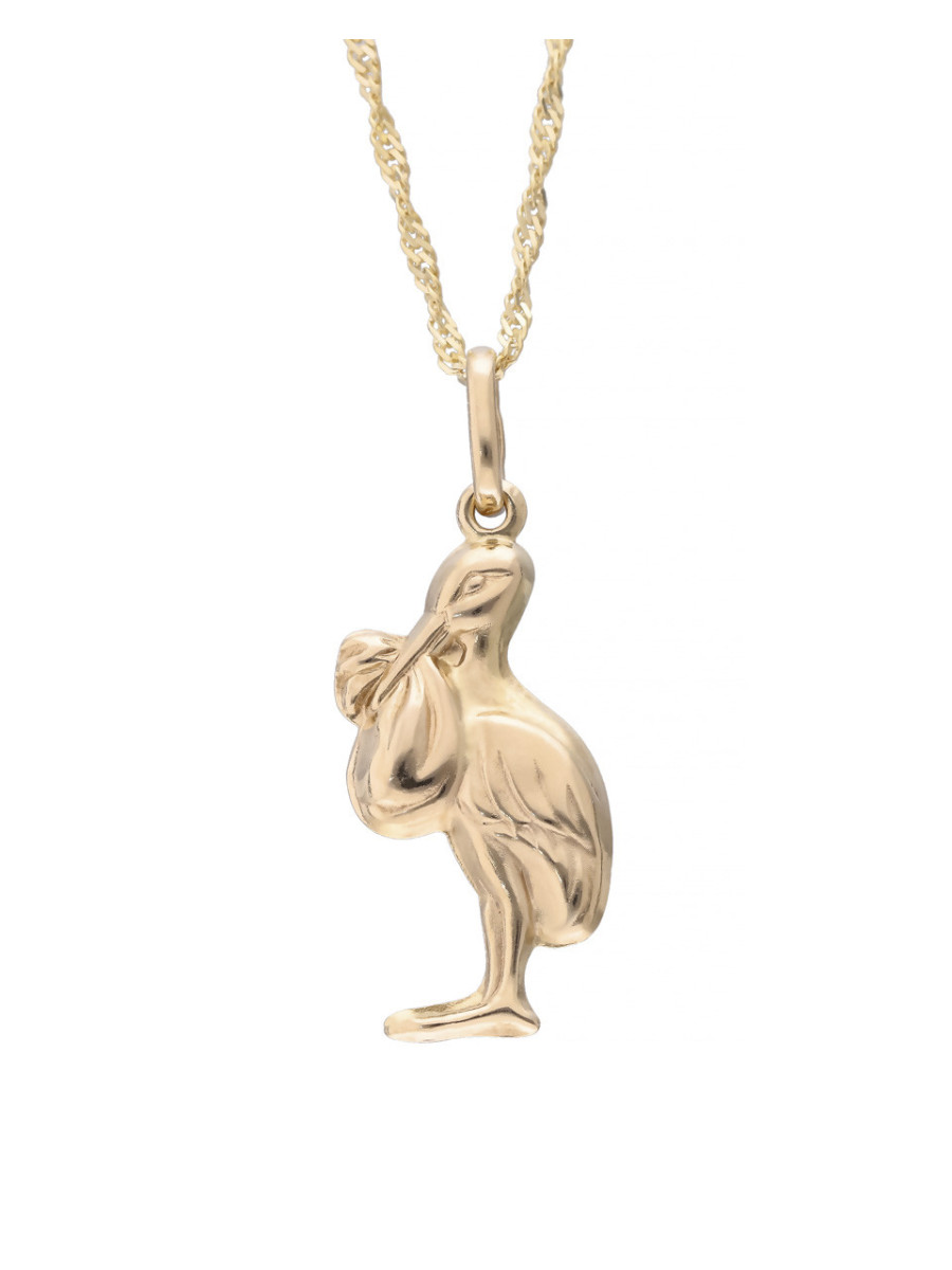 Złoty wisiorek bocian – symbol szczęścia | JubilerDukat