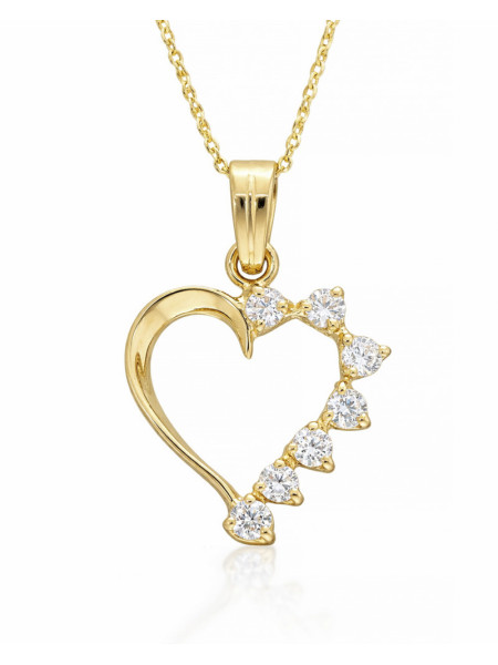 Złota zawieszka serce z cyrkoniami – elegancka biżuteria | JubilerDukat