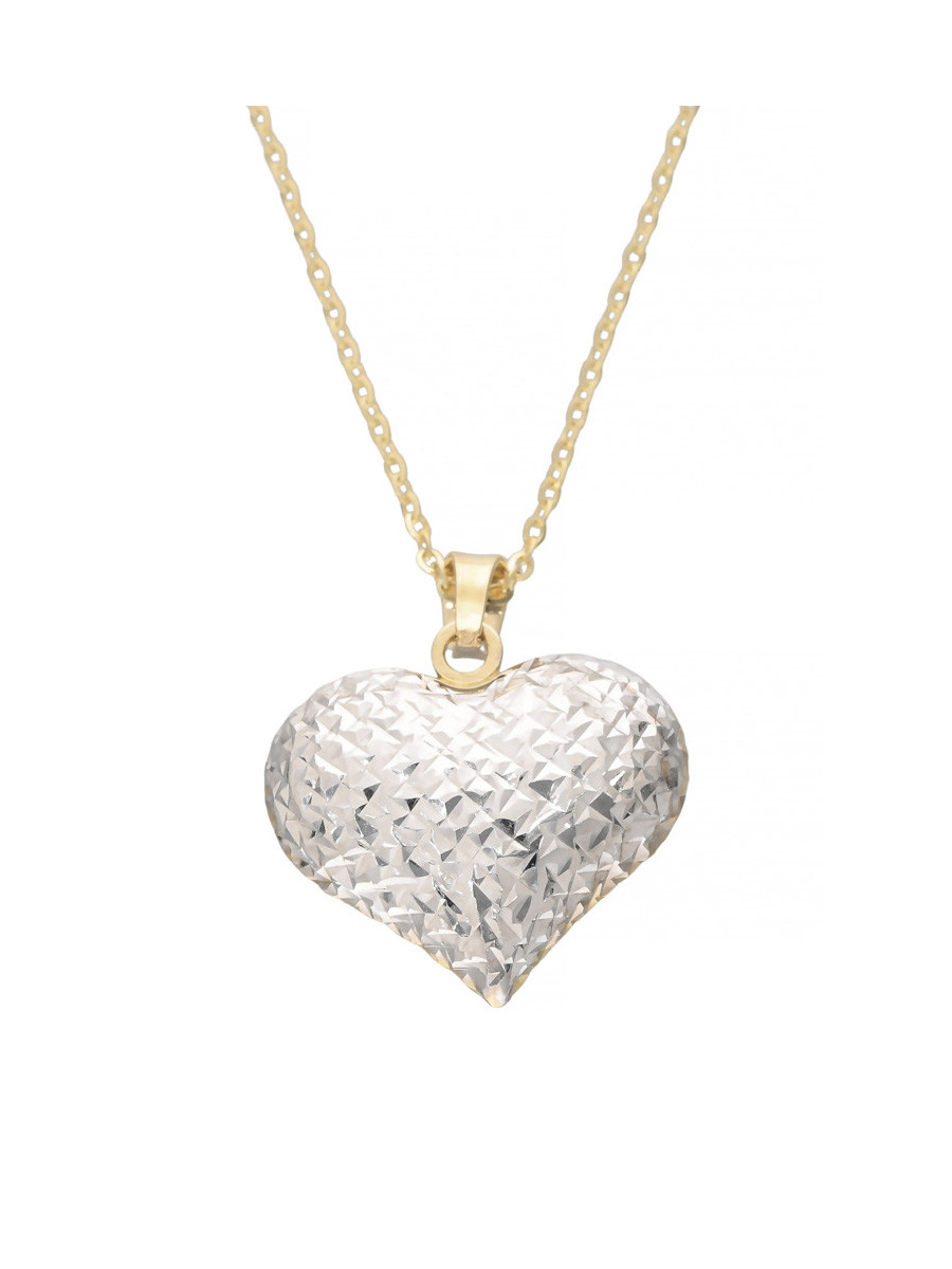 Złoty dwukolorowy wisiorek serce – biżuteria premium | JubilerDukat