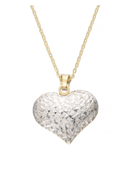 Złoty dwukolorowy wisiorek serce – biżuteria premium | JubilerDukat