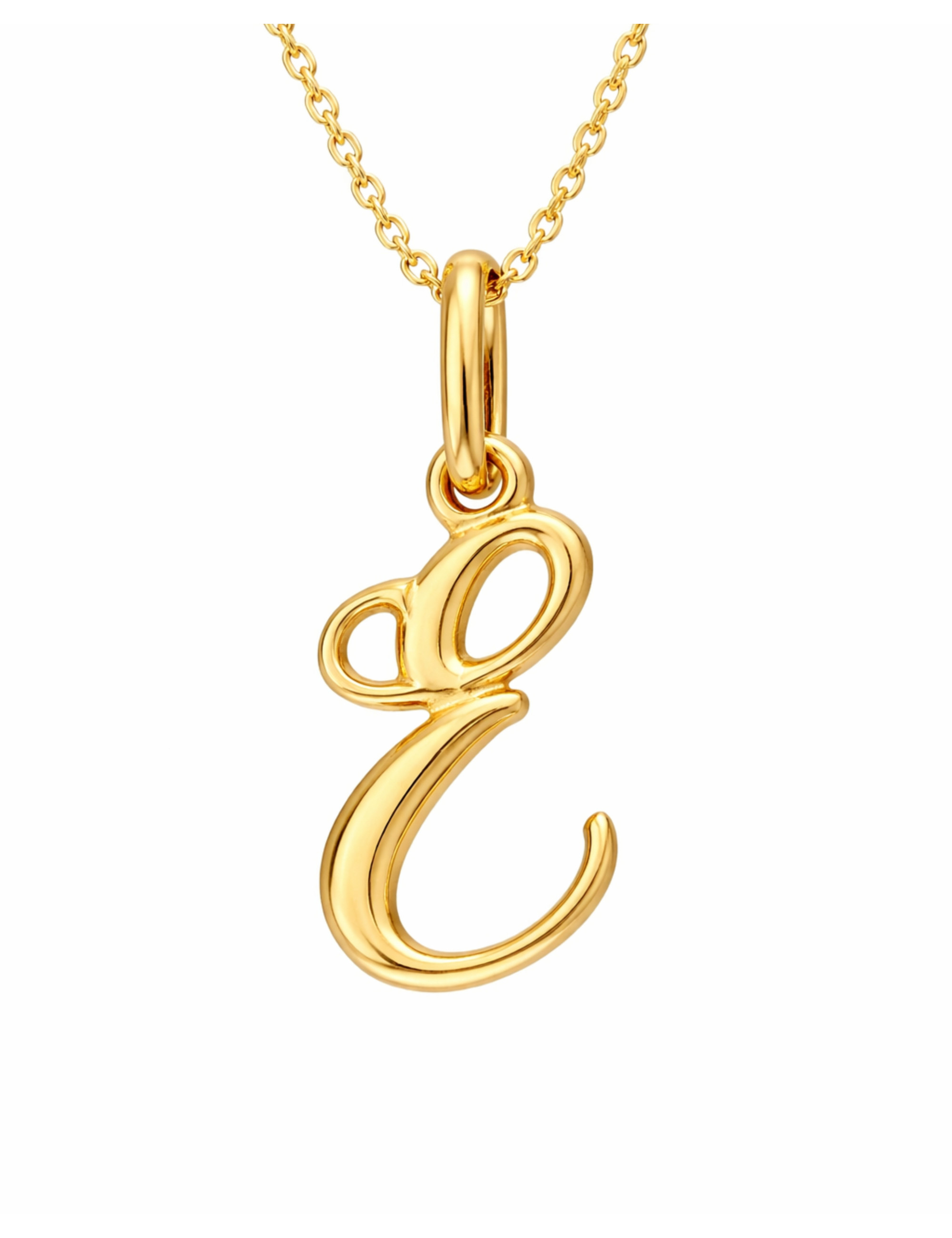 Złota zawieszka litera E – biżuteria personalizowana | JubilerDukat