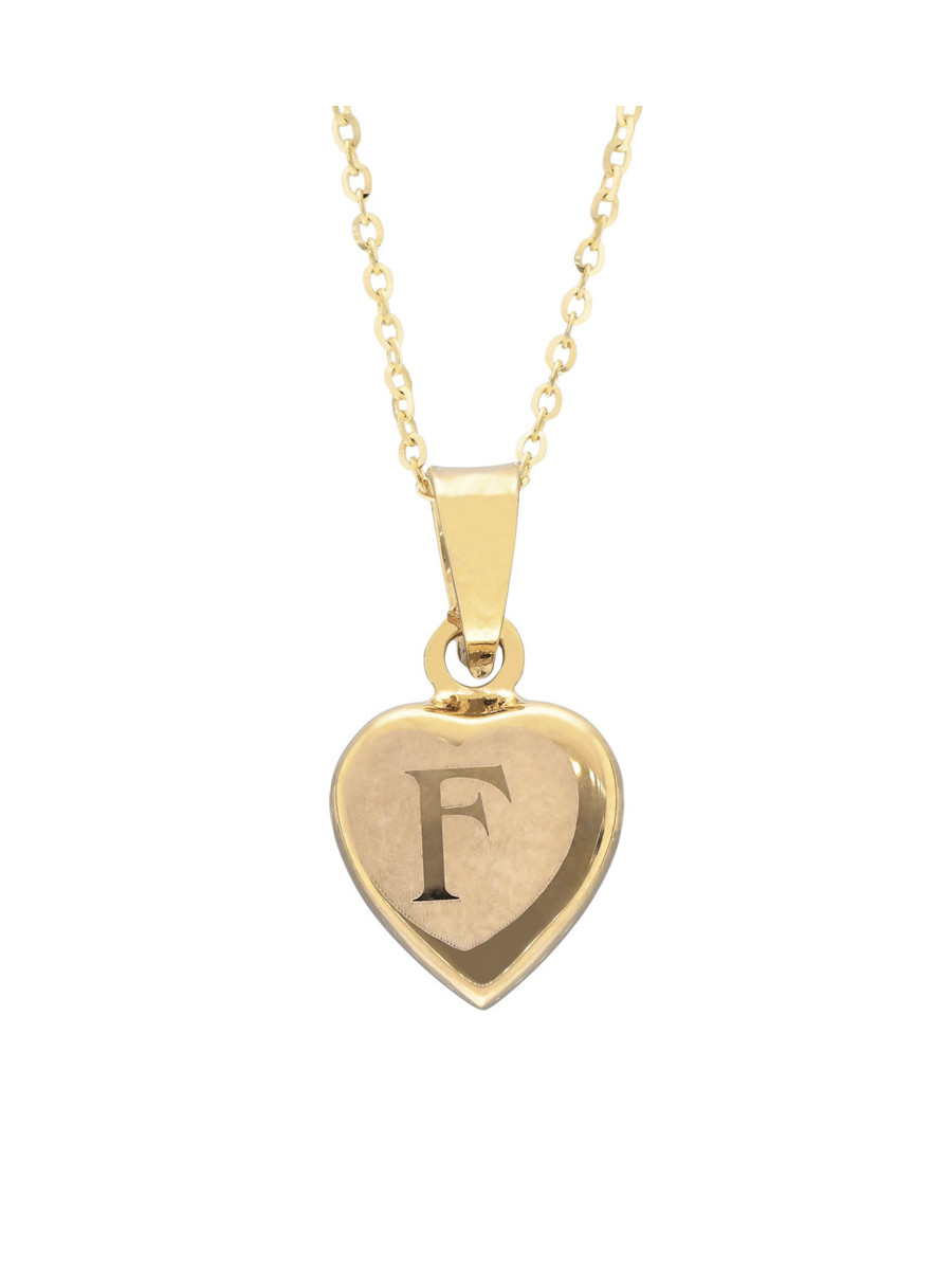 Złota zawieszka serce z literą F – elegancki grawer |...