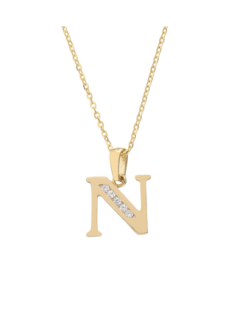 Złota zawieszka litera N – inicjał z cyrkoniami |...