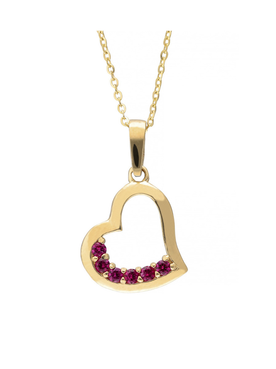 Złota zawieszka serce z kamieniami | JubilerDukat