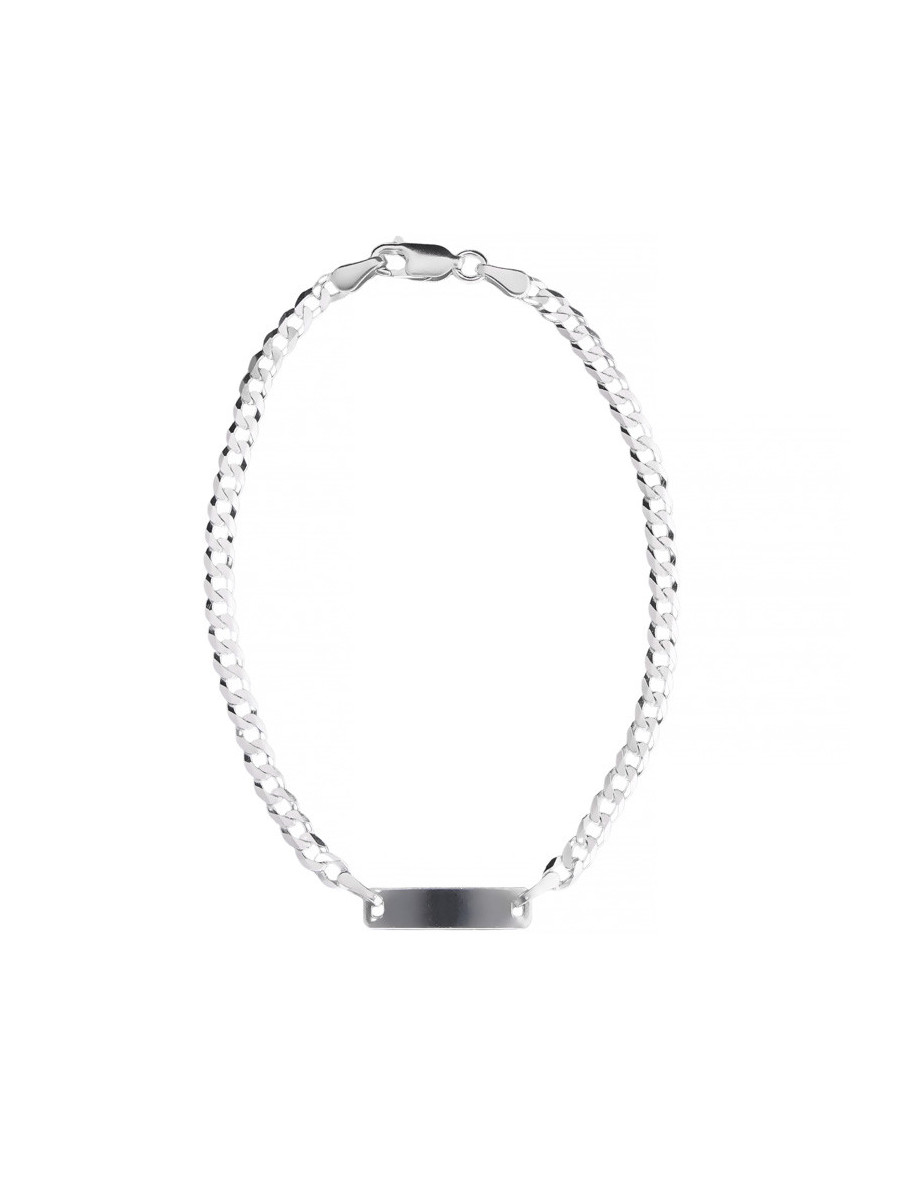 Srebrna bransoletka pancerka z blaszką