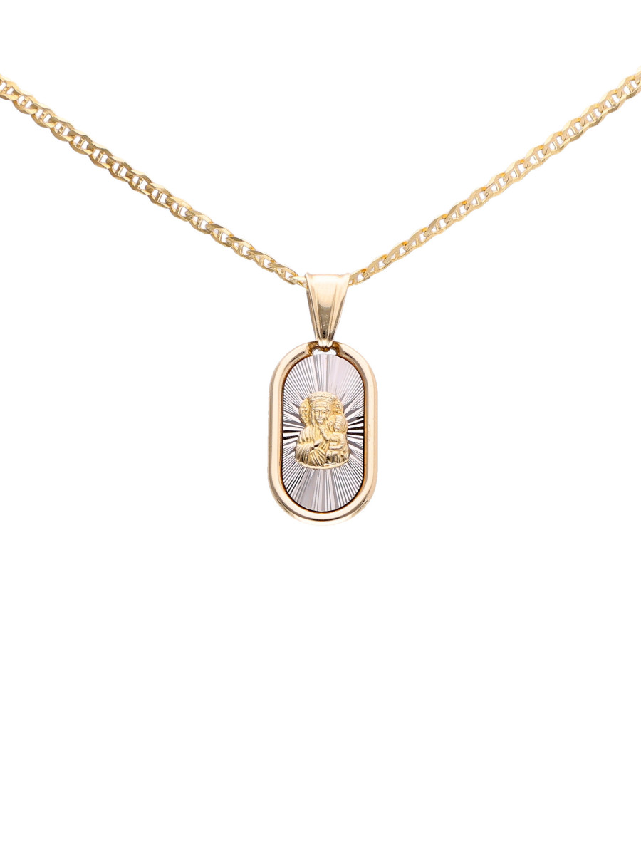 Medalik z Matką Boską biało-żółte złoto – elegancki...