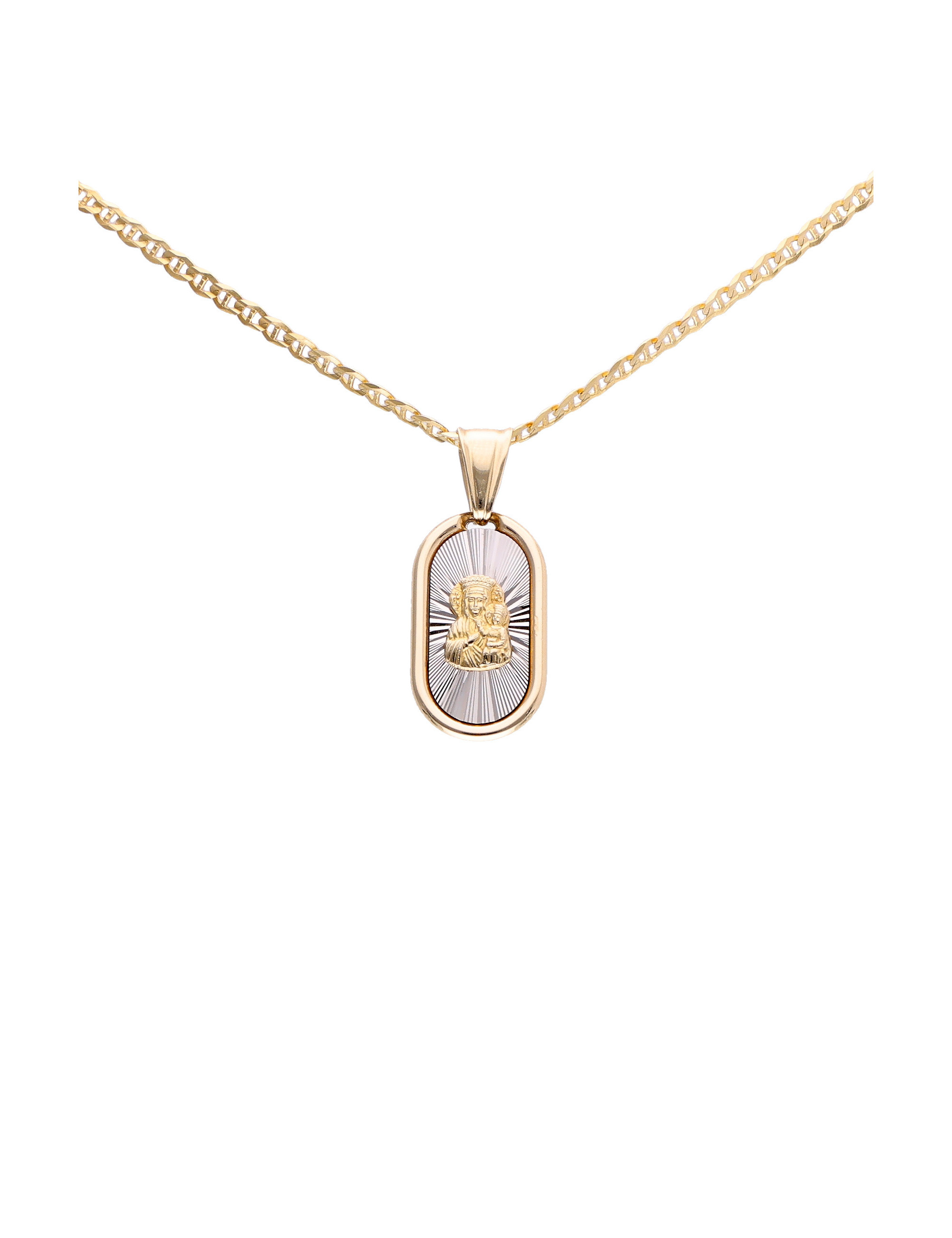 Medalik z Matką Boską biało-żółte złoto – elegancki prezent | JubilerDukat