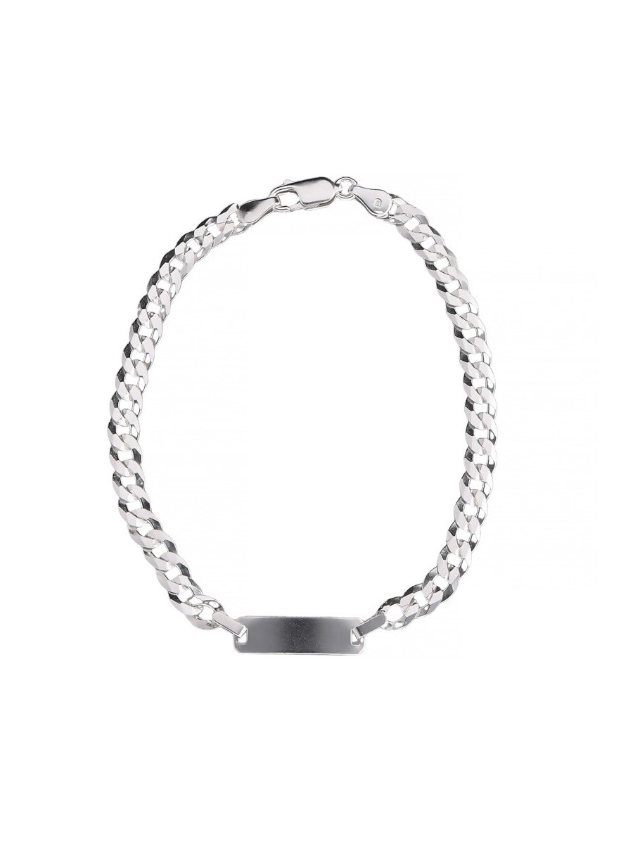 Srebrna bransoletka pancerka z blaszką